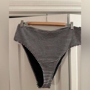 Aerie Striped Black and White Bikini Bottom